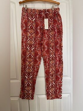 Rachel Zoe Red & Rust Geometric Print Drawstring Pants